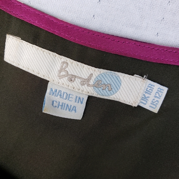 Boden Midi Dress Abstract Floral Print Viscose Silk Blend size 12R Preppy Boho - Picture 5 of 12